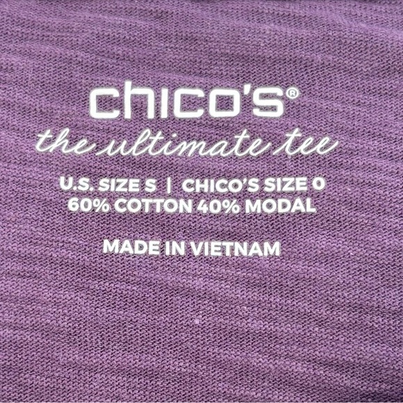 NWT Chico's The Ultimate Tee Women's Cotton Slub Top In Purpleberry Size Small - Picture 4 of 6